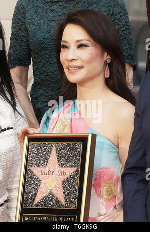 Lucy Liu geehrt mit Stern auf dem Hollywood Walk of Fame am 01 Mai, 2019 in Hollywood, Kalifornien. Lucy Liu 043 Stockfoto