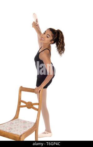 Hohe junge Frau praxis Ballett und Stretching Stockfoto