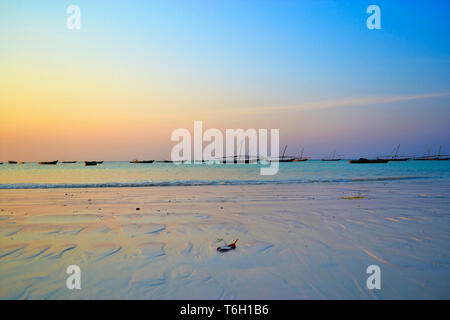 Herrliche Sonnenuntergang. Erholsamer Urlaub in einem sonnigen Land an einem Sandstrand im heißen Sommer Stockfoto