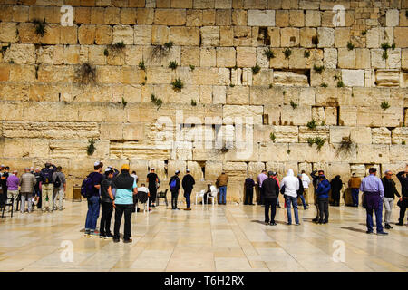 Klagemauer (Gebete), Alte Jerusalem, Israel. Stockfoto