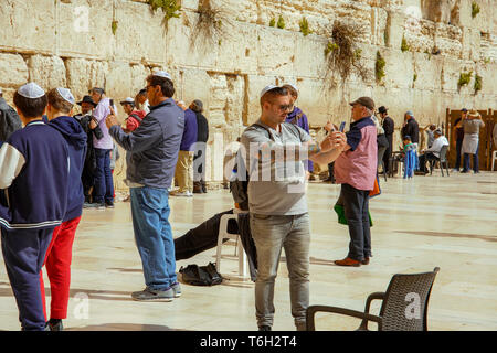 Klagemauer (Gebete), Alte Jerusalem, Israel. Stockfoto