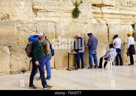 Klagemauer (Gebete), Alte Jerusalem, Israel. Stockfoto