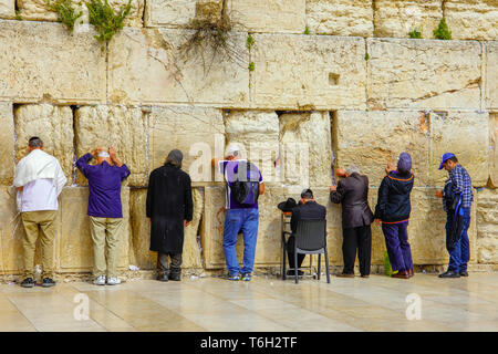 Klagemauer (Gebete), Alte Jerusalem, Israel. Stockfoto