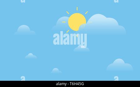 Sonne mit Wolken und Himmel Hintergrund. Einfache Sommer Sky design. Tagsüber Konzept Stock Vektor