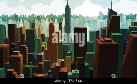 Luftaufnahme von einer im Stadtzentrum gelegenen Hauptstadt. Stadtbild Blick mit Tower Design. Panorama der Geschäftsviertel mit hohen Gebäude. Scenic business Stadt. Skyline Stadt Stock Vektor