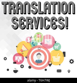 Handschrift Text schreiben Translation Services. Konzeptionelle foto Organisation, geben, rede Foto Digital Marketing Campa zu übersetzen Stockfoto