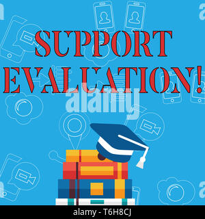 Wort schreiben Text Unterstützung Bewertung. Business Foto präsentieren Unterstützung Prozess, kritisch untersucht ein Programm Skalenhaube mit Quaste Restin Stockfoto
