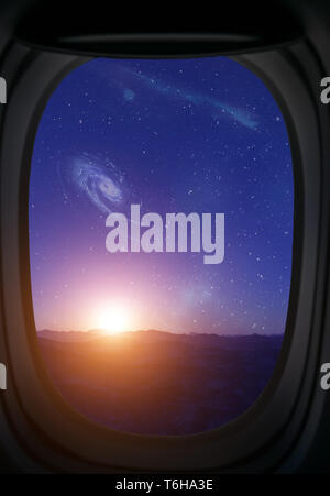 Fenster mit Blick auf fremden Landschaft. Stockfoto