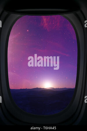 Fenster mit Blick auf fremden Landschaft. Stockfoto