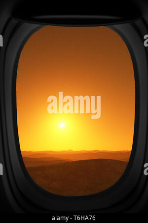 Fenster mit Blick auf fremden Landschaft. Stockfoto