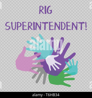 Wort schreiben Text Rig Betriebsleiter. Business Foto präsentieren Verwalten Bohrarbeiten rig down Zeit Farbe Hand Marken verschiedener Siz zu minimieren. Stockfoto