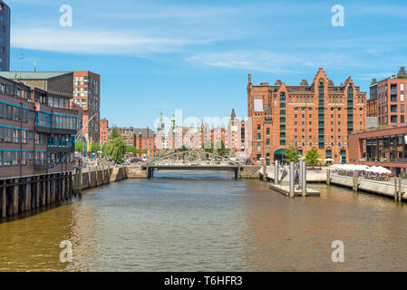 Die berühmte Speicherstadt in Hamburg. Stockfoto