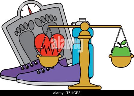 Herz cardio mit gesunden Lebensstil Symbole Stock Vektor