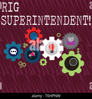 Wort schreiben Text Rig Betriebsleiter. Business Foto präsentieren Verwalten Bohrarbeiten rig, die Zeit der globalen sozialen Netz zu minimieren. Stockfoto