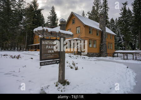 National Park Inn Mt. Rainier im Winter Stockfoto