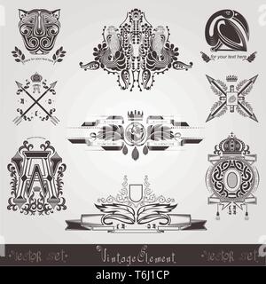 Satz von Vintage Elemente in Gravur Stil Stock Vektor