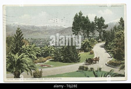 Detroit Publishing Company Ansichtskarte der Redlands von Smiley Höhen, Redlands, Kalifornien, 1914. Von der New York Public Library. () Stockfoto