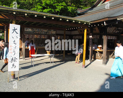 Japanische Hochzeitsfeier in der Nähe des Hasedera-Tempels in Kamakura, Japan. Stockfoto