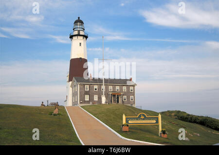 East Hampton, New York, USA - 11. Juli 2014: Blick auf den schönen Leuchtturm von Montauk, der östlichste Punkt von Long Island in New York, United S Stockfoto