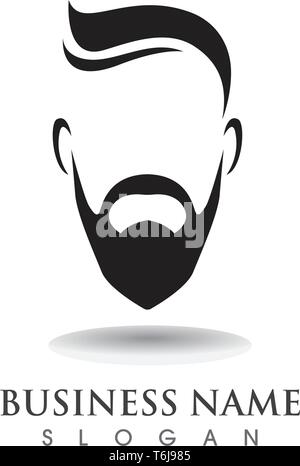Männliche Bart schwarzes Haar geek Logos und Symbole Stock Vektor