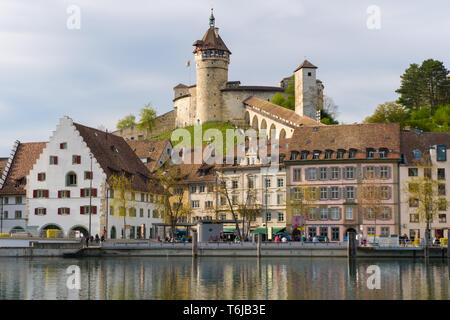 Schaffhausen, SH/Schweiz - April 22, 2019: Munot Schaffhausen Stadtbild schloss mit Aussicht Stockfoto