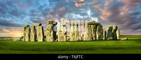 Stonehenge neolithischen Alter Menhir Kreis Denkmal, Wilshire, England Stockfoto