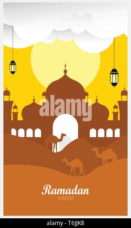Ramadan Kareem arabische Kalligraphie und traditionelle islamische Gruß Hintergrund Stock Vektor