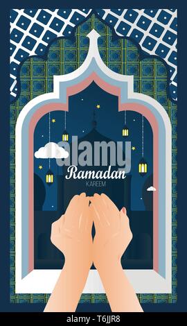Ramadan Kareem Schöne und Kreative Grußkarte, Menü, Einladung, Plakat, Banner Stock Vektor