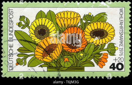 Briefmarke aus der Bundesrepublik Deutschland in der Wohlfahrt: Garten Blumen Serie 1976 Stockfoto