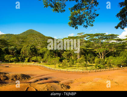 Die sieben farbigen Erden in Chamarel, Mauritius Insel Stockfoto