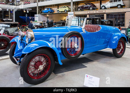 1927 Bugatti Typ 44, Französisch 8-Zylinder Linie klassisches Automobil/Oldtimer/antike Fahrzeug in der Autoworld Oldtimer Museum, Brüssel, Belgien Stockfoto