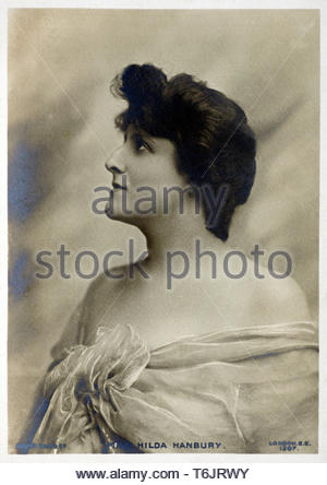 Hilda Hanbury Porträt, 1875-1961, war ein englischer stage Performer, Vintage real Foto Postkarte von ca. 1900 Stockfoto