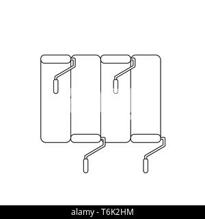 Vektor icon Konzept von Rot, Gelb, Blau und Grün Pinsel Malerei Wand. Schwarzen umrissen. Stock Vektor