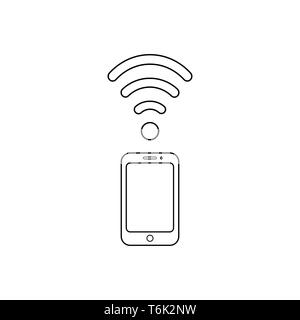 Vektor icon Konzept der Verwendung des Smartphones als Modem, Smartphone mit WLAN WLAN-Symbol. Schwarzen umrissen. Stock Vektor