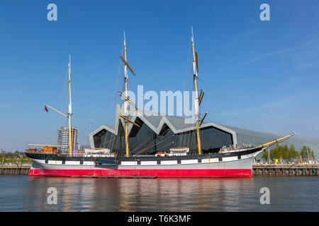 Glenlee Tall Ship, 1896 errichtet, ein 3-Mast Bark, jetzt liegt am Fluss Clyde im Riverside Transport Museum, Glasgow, Schottland, Großbritannien Stockfoto