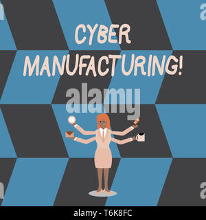 Schreiben Hinweis Übersicht Cyber Herstellung. Business Konzept für transformative Konzept, welches die Übersetzung der Daten Frau soll mit vier Armen, Verlängerung Stockfoto