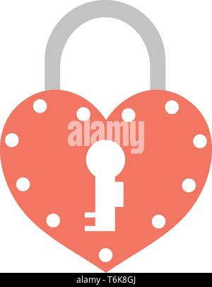 Eine rote und graue herzförmige Vorhängeschloss Stock Vektor