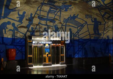 T-Centralen Station der U-Bahn in Stockholm. Stockfoto