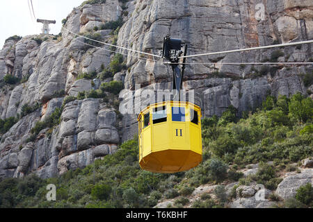 Seilbahn, Kloster Montserrat auf Berg in Barcelona, Catalon. Stockfoto