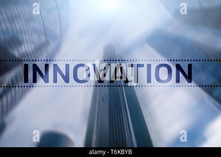 Double Exposure innovation Tex. Wirtschaft und Technologie Konzept. Stockfoto