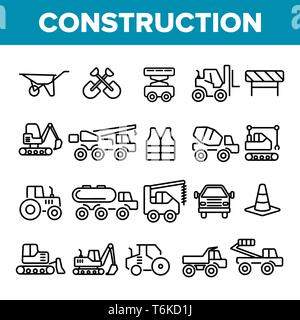 Bau elemente Linear Vector Icons einstellen Stock Vektor