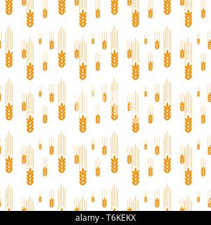 Nahtlose Muster mit Vollkorn Samen organischen, natürlichen Hintergrund auf weißem Hintergrund Flat Style Design Vector Illustration isoliert. Weizen, Gerste Stock Vektor