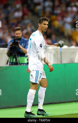 Portrait von Real Madrid Spieler Cristiano Ronaldo während der UEFA Champions League Finale 2018 gegen Liverpool Stockfoto