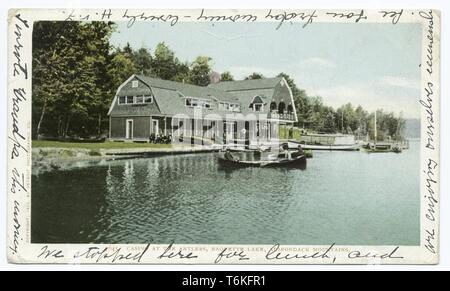 Detroit Publishing Company Ansichtskarte zeigt das Casino im Geweih Raquette Hotel am See in den Adirondack Mountains, New York, 1914. Von der New York Public Library. () Stockfoto