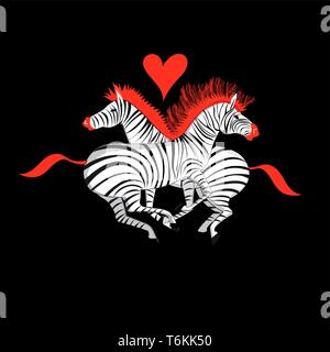 Vektor schöne Illustration mit Zebras in Liebe Stock Vektor