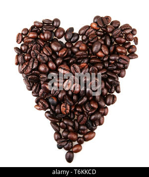 Kaffeebohnen isoliert auf weiss Stockfoto