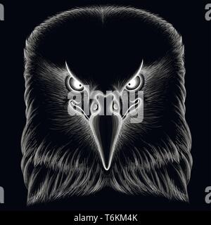 Der Vektor logo Eagle für Tattoo- oder T-shirt Design oder Oberbekleidung. Jagd Stil eagle Hintergrund. Stock Vektor