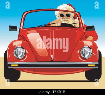 Santa fahren Vector Illustration Stock Vektor
