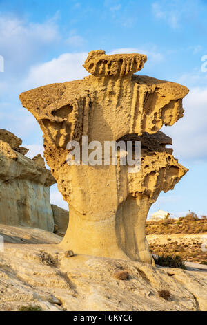 Blick auf die erosionen von Bolnuevo, Las Gredas, Mazarron. Murcia, Spanien Stockfoto