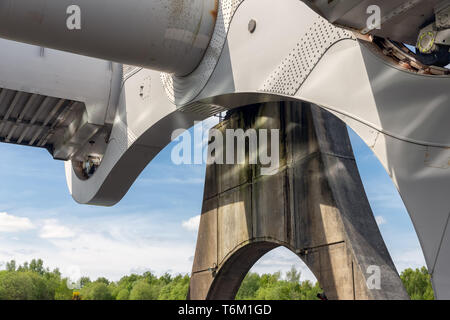 Detail Falkirk Wheel, rotierende Schiffshebewerk in Schottland Stockfoto